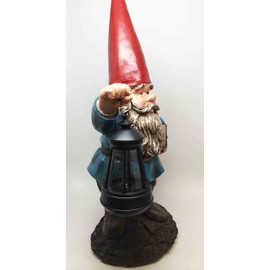 Light In The Dark Magical Whimsical Elder Gnome Statue With Solar Powered LED Lantern Path Lighter Garden Greeter Outdoor Figurine