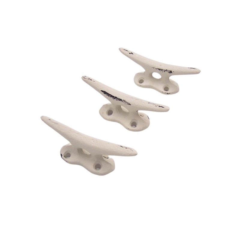 Wowser Nautical White Cast Iron Boat Cleat Wall Hooks, 3.5