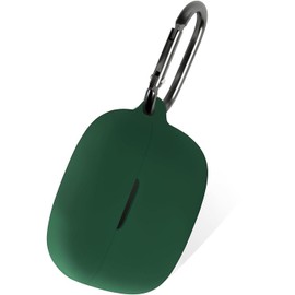 Geiomoo Silicone Carrying Case Compatible with JBL Vibe 200TWS, JBL Vibe Beam, Vibe Beam 2 Portable Scratch Shock Resistant Cover with Carabiner (Emerald Green)