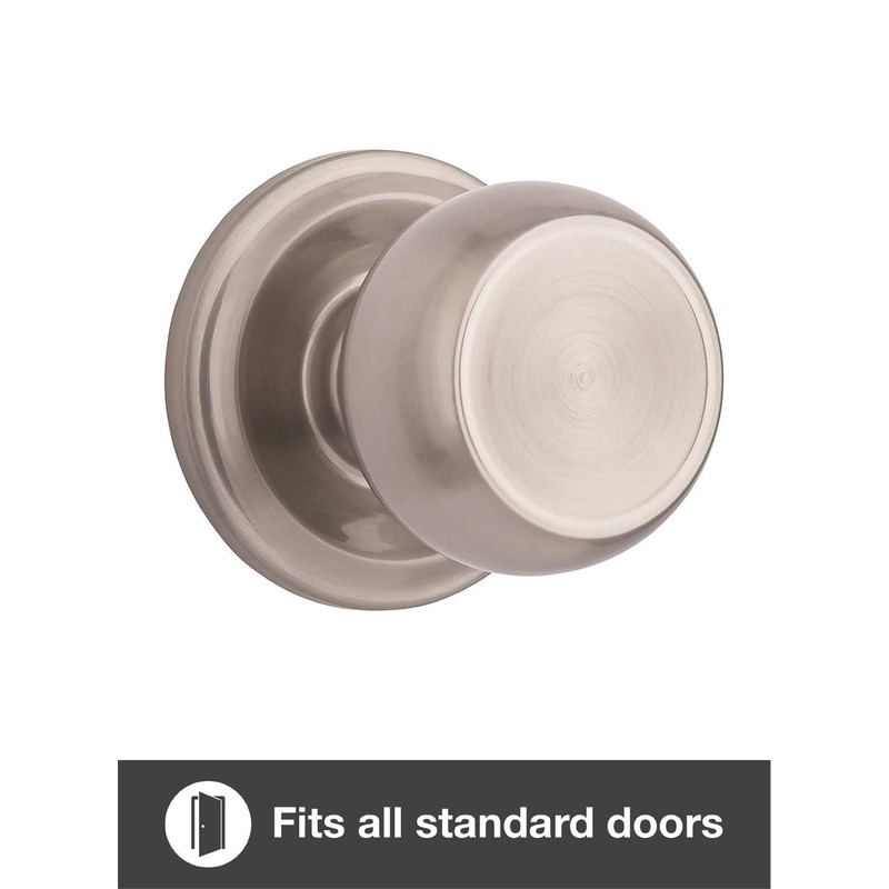 BRINKS Stafford Hall Closet Door Knob, Satin Nickel - Hands-Free