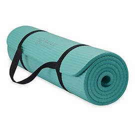 Gaiam Essentials Thick Yoga Mat Fitness & Exercise Mat With Easy-Cinch Yoga Mat Carrier Strap