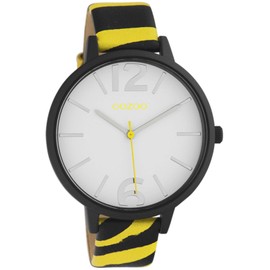 Oozoo C10211 Women's Watch with Zebra Look Leather Strap Animal Print Colours of Africa 43 mm White Gold, Strap.