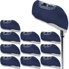 10Pcs Golf Covers Golf Wedge Headcovers Golf Club with See Through Window Clear Visible Head Covers Golf Accessories for Putters, Golf Beginner, Women Men (Navy)