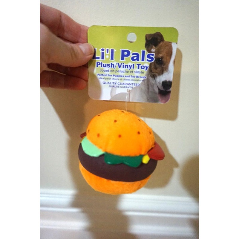 LIL PALS NWT LIL PALS DOG TOY PLUSH/VINYL HAMBURGER