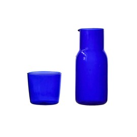 Sappiedear Bedside Glass Water Carafe Set with Cup, Glass Carafe with Lid Mouthwash Cups for Bedroom Bathroom Juice Wine Milk 19oz