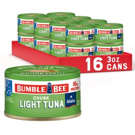Bumble Bee Snackers - Chunk Light Tuna, 3 oz Easy Open Can - 16g Protein per Serving - Wild Caught Skipjack Chunk Light Tuna Pack - Ready to Eat (Pack of 16)