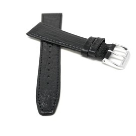 Bandini 20mm Italian Leather Watch Band Strap - Black - Lizard Pattern - Slim