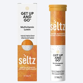 Seltz® Water-Activated Vitamins - Get Up and Go with Multivitamin and Lutein – Natural Tropical Flavor Dietary Supplement - 1 Unit x 20 Effervescent Tablets
