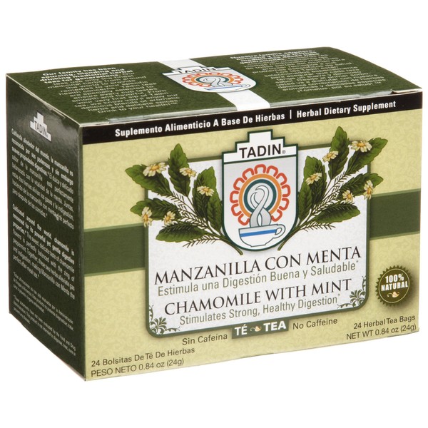 Tadin Tea, Manzanilla/Menta (Chamomile with Peppermint) Tea, 24-Count Tea Bags (Pack of 12)