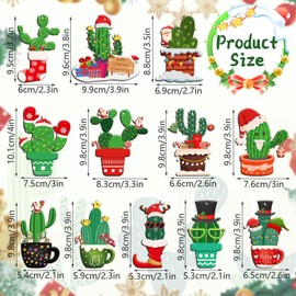 Furbeko 36 Pcs Cactus Christmas Hanging Ornaments Mexican Christmas Tree Ornaments with Rope Hanger Cactus Pots Wooden Ornament Cactus Gift Tags for Cactus Theme Party Christmas Holiday Indoor Decor