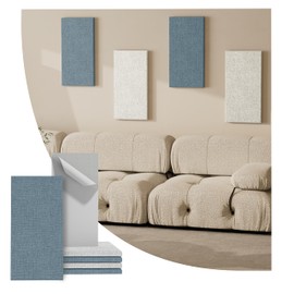Reverbeon 4PCS Acoustic Panels, 24"x12" Fabric Acoustic Panels for Walls, Self-Adhesive Sound Absorbing Panels for Home, Office, Studios (Slate Navy & Chalk White)