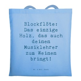 Mr. & Mrs. Panda Tragetasche Spruch Blockflöte Humor - Geschenk, Musikschule, Musiklehrer, Schultertasche, Stofftasche, Tenorblockflöte,