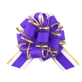 6 Pieces Gift Wrap Ribbon Pull Bows (6" Wide); Easy and Fast Gift Wrapping Accessory for Christmas Gifts, Bows, Baskets, Wine Bottles Decoration, Gift Wrapping and Decoration Present (Purple)