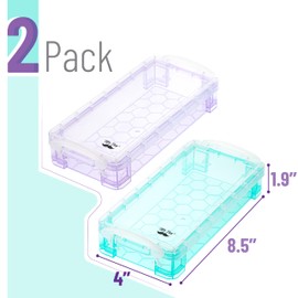 Mr. Pen- Pencil, Crayon Box, Assorted Color, 2 Pack, Clear Plastic Hard Pencil Case, School Supply Box