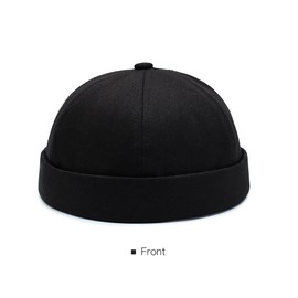 Brimless Skullcap No Visor Rolled Cuff Retro Docker Beanie Cap for Men & Women Khaki