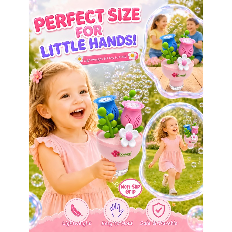Flower Automatic Bubble Machine for Toddler Kid Toy Age 3