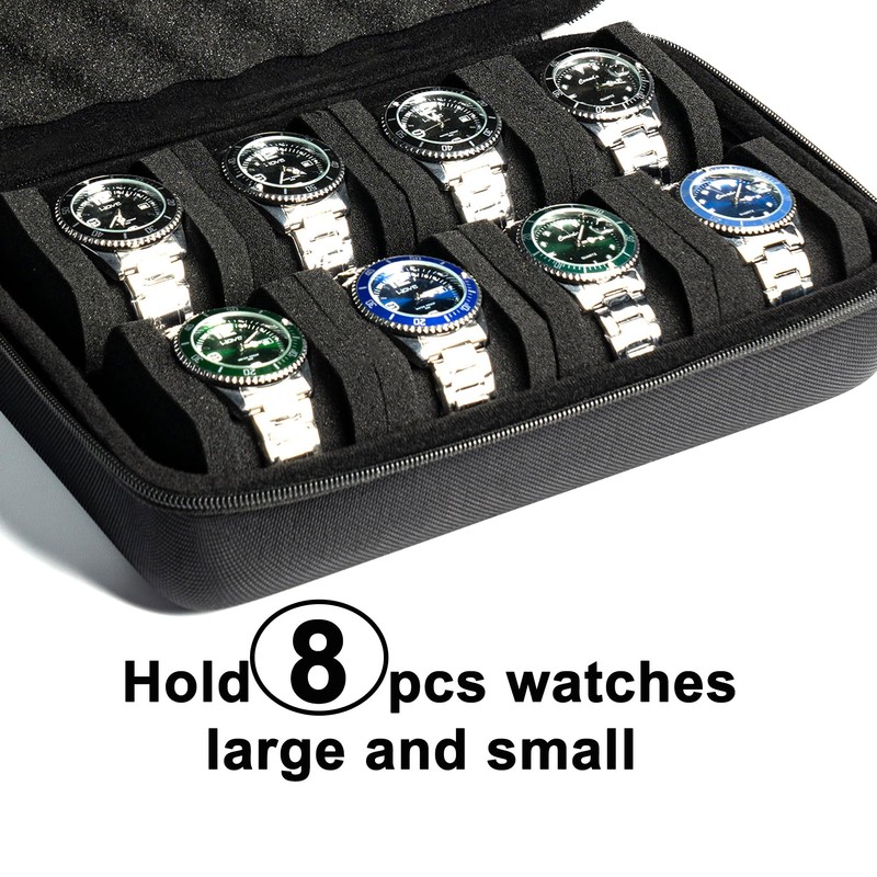 AUKURA 8 slots Watch Case, hard watch storage case, hard