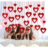 40 Pcs Valentine's Day Decorations Glitter Red Heart Hanging Swirls