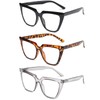 prtcslwd Cat Eye Reading Glasses for Women 3 Pack Oversized