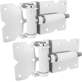 Self Closing Vinyl Gate Hinges - White - for Vinyl, PVC and Plastic Fencing: Vinyl Fence Gate Hinges w/Mounting Hardware
