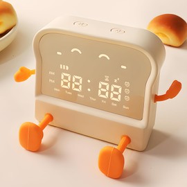 Homealexa Kinderwecker Toast Wecker Kinder Wecker Lernwecker mit Variabler Leise Nachtlicht Schlummerfunktion Timer,12/24 Stunden,3 Alarmes Digitaler Wecker Geschenk für Jungen und Mädchen