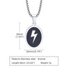 Rockyu Necklace for Men Black Oval Pendant Lightning Bolt Pattern