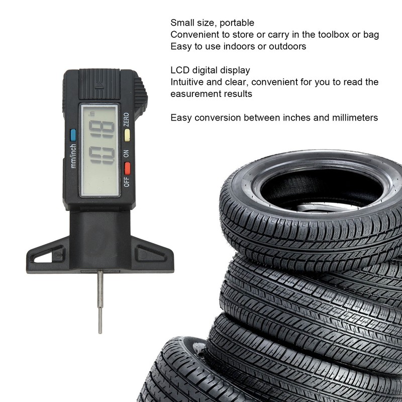 Digital Tread Depth Gauge 0 to 25mm Range LCD Display