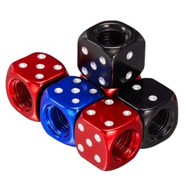 Blue Aluminium Dice Novelty Car Bike Truck Motorcycle Wheel Air Valve Dust Cap Cover Pack of 4
