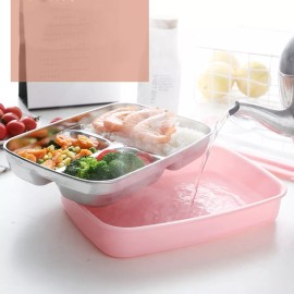 Kai Xin Topper Lunch Box Porta Viandas 3 Divisiones Rosa,azul, Gris