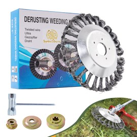 Weed Brush Trimmer, 6 Inch Twisted Wire Wheel for Lawn Edging, Weed Remover Device Trimmer Head, Brush Cutter with Weed Brush, Weed Brush Includes 7 Accessories