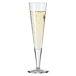 RITZENHOFF 1071035 Champagne Glass 200 ml - Goldnacht Series No. 35 - Heart Motif with Real Gold - Made in Germany