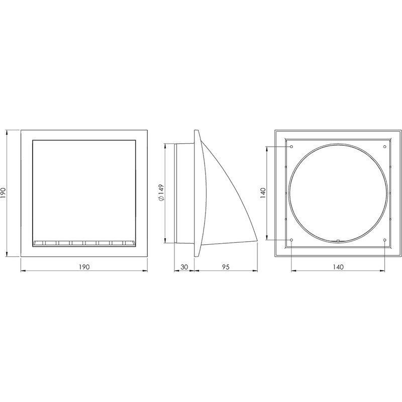 Ø 150mm / 6 inch Anthracite Plastic Cowled Ventilation Grille