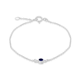 Tuscany Silver Women's Sterling Silver Adjustable Bracelet – Blue CZ September Birthstone – 16 cm – 18 cm, Silver, Sapphire Cubic Zirconia