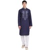 SKAVIJ Men's Cotton Embroidered Kurta Pajama Set Ethnic Woven Design