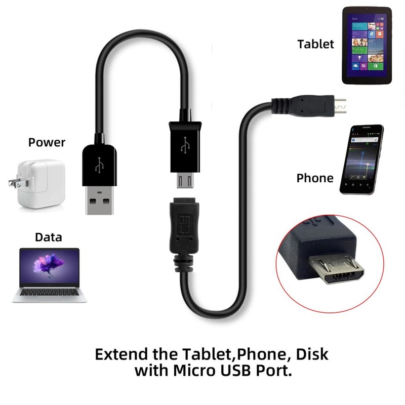 NFHK USB 2.0 Micro USB 5Pin Male to Female Extension