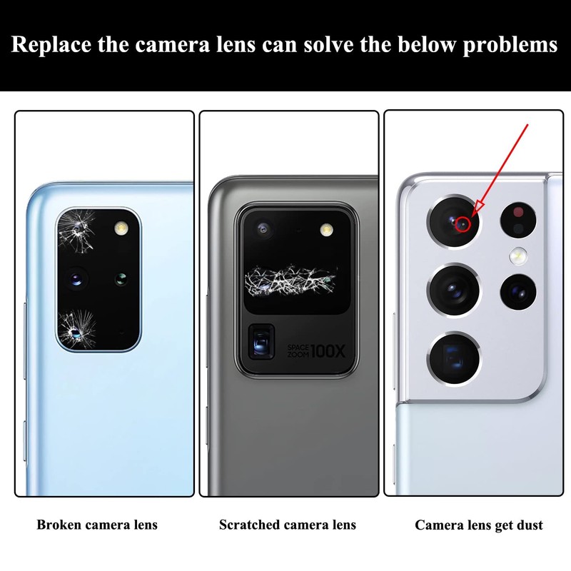 LOZOP 2 Sets S20 FE Rear Camera Lens Glass Replacement