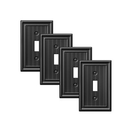 DEWENWILS 4-Pack Black Outlet Covers & Switch Plates — Decorative Metal Wall Plates for Toggle Light Switches (1-Gang Standard Size)