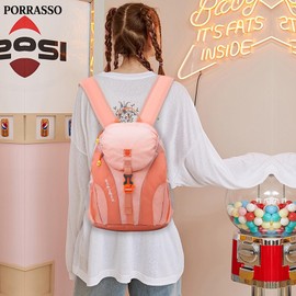 PORRASSO Hiking Backpack Daypack 15L Rucksack Lightweight Waterproof Backpack for Women Men Trekking Cycling Climbing Outdoor Sports Light Orange