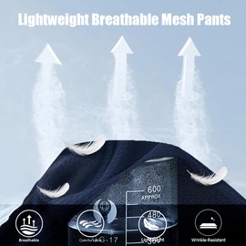 5PC Men's Zipper Mesh Fabric Jogger Pants - Breathable & Flexible Fit, Comfortable for Sports & Casual Wear