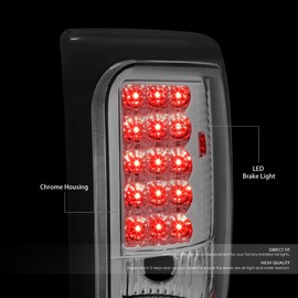 Auto Dynasty Full LED Tail Lights Assembly Compatible with 1994-2002 Dodge Ram 1500 2500 3500 Rear Brake Lamps Driver and Passenger Side, Chrome Housing Clear Lens