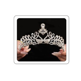 Yheahin Wedding Crystal Tiara for Women Elegant Bridal Pearl Rhinestone Crown Swan Queen Princess Costume Crown Star Crystal Headpiece Accessory for Cosplay Birthday Party (Swan 2-silver)
