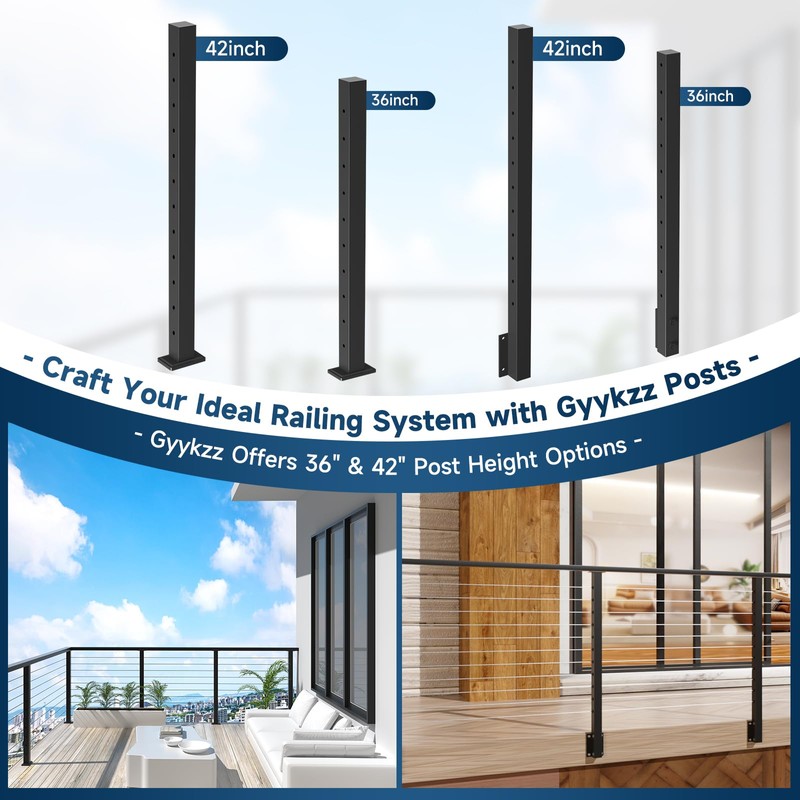 Gyykzz 4FT Black Handrail with POM Connector Block, 2 Pack