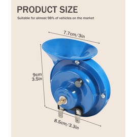 bylikeho Motorcycle Horn,Train Horn,Car Accessories Car Horn,Super Loud Train Horns,12V Waterproof Double Air Horn,Air Electric Snail Horn,12V Raging Sound Air Horns (Blue)