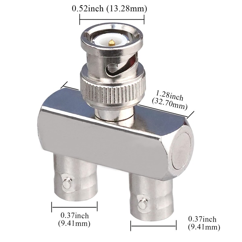 TUOLNK 2PCS BNC Male to Dual BNC Female 3-Way RF