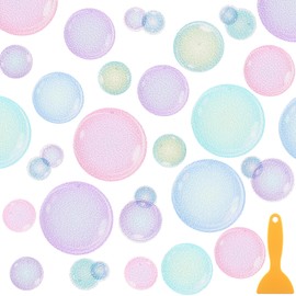 Fullhawl 30 Pcs Bubble Non Slip Bathtub Stickers 4.72 * 4.72 Inch Colorful Anti Slip Shower Floor Sticker Applique Adhesive Decals Treads with Scraper for Bathtub Bathroom Shower Floor(Bubble)