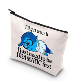 Current Mood Gift Sad Face I'll Get Over It I Just Need to Be Dramatic First Cosmetic Bag Cartoon Emotion Gift (Dramatic Bag UK)