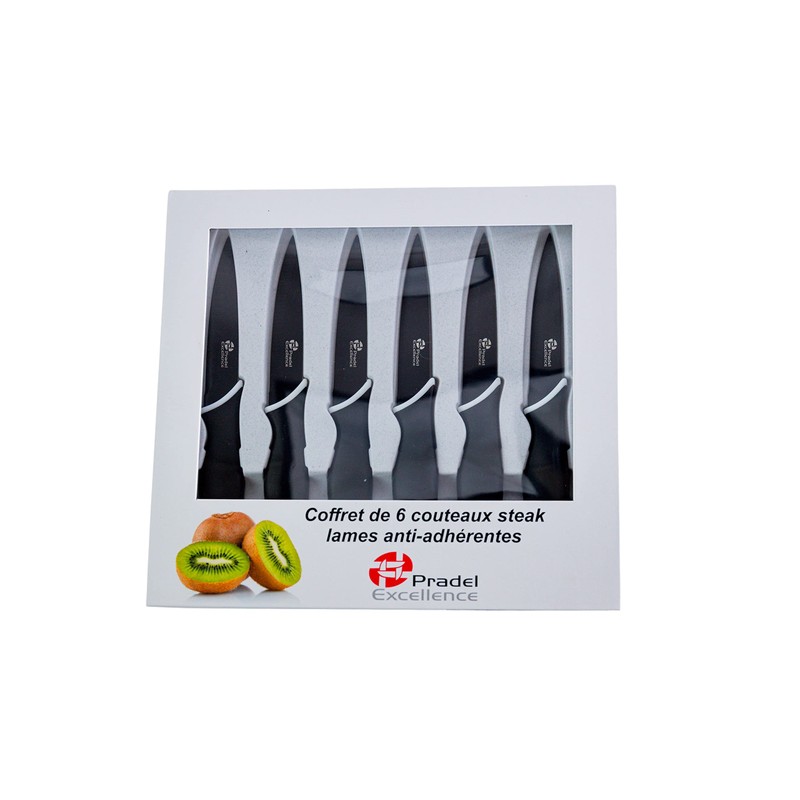 Pradel Excellence CC006N Kasten mit 6 Antihaft-Steakmessern aus rostfreiem Edelstahl,