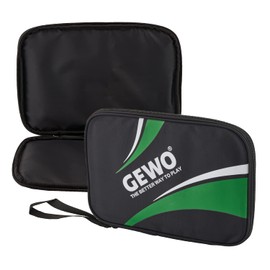 GEWO Single Case Master - Robust Table Tennis Bat Cover for One Racket - Nylon Table Tennis Bag with Padded Racket Compartment - All-Round Bat Protection with Carry Strap, 32 cm, Green