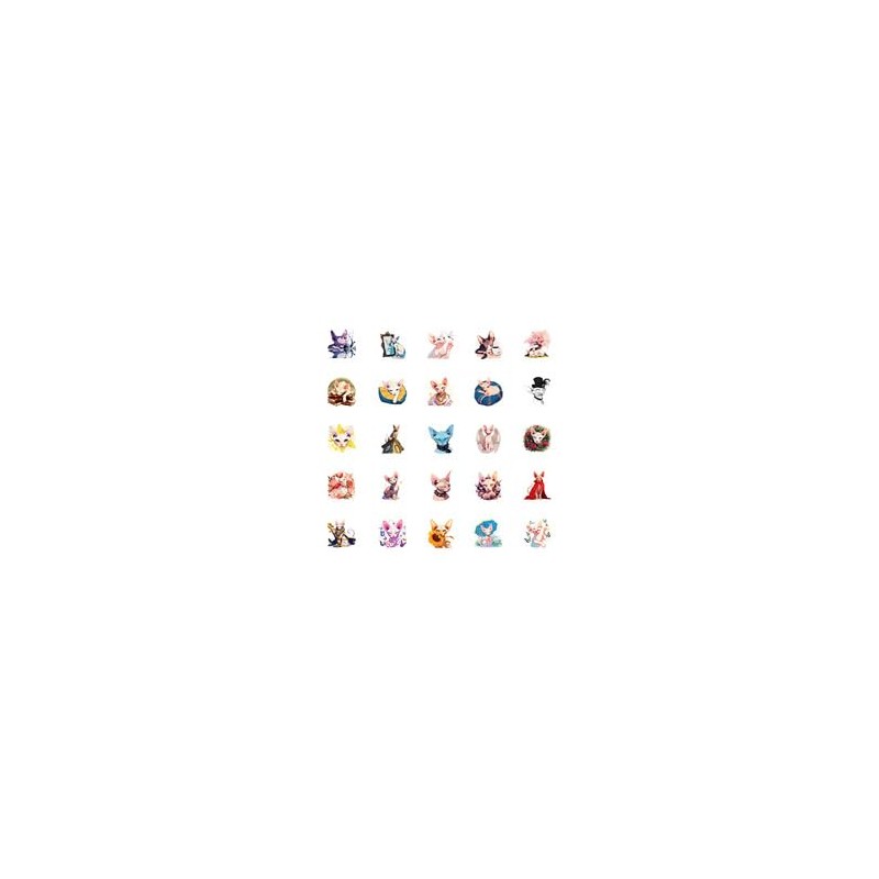 50 Pcs Flower Cat Stickers for Laptop Water Bottles,Bicycle,Skateboard,Computer,Hairless Cat