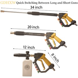 GDHXW Adjustable Length High Power Washer Gun 5000PSI,with Foam Cannon and Pressure Washer Gun Accessories
